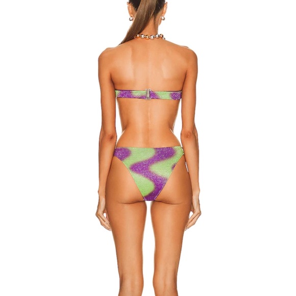 Raisa Vanessa Geometric Strapless Bikini Set in Purple & Green 36 - Picture 3 of 13
